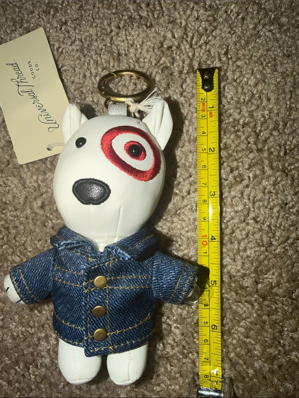 Target Universal Thread Bullseye Dog Keychain with Denim Jacket